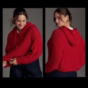 Anthropologie Pilcro NWOT Cropped Knit Pullover in Raspberry Oversized PTP 26”+